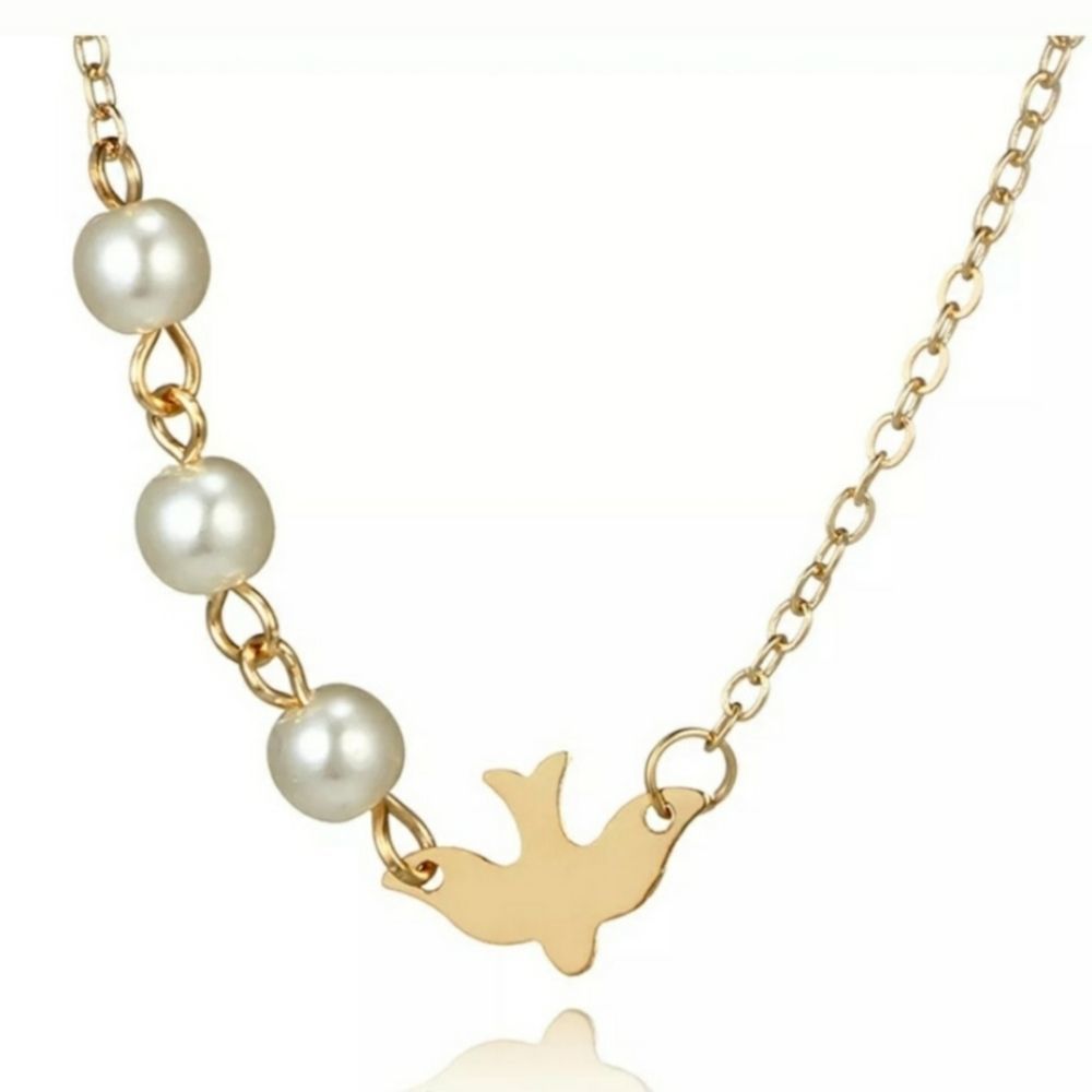 5x $25 Peace dove golden faux pearl necklace necklace pendant